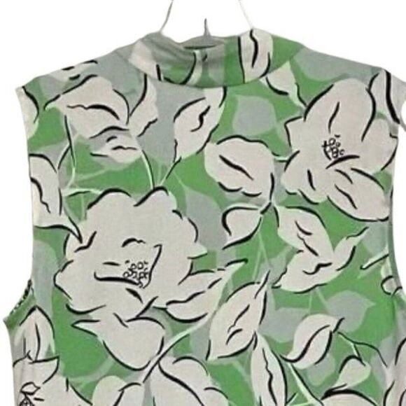 Ann Taylor Factory Lightweight Sleeveless Small Blouse Green Floral Print EUC - Picture 5 of 8